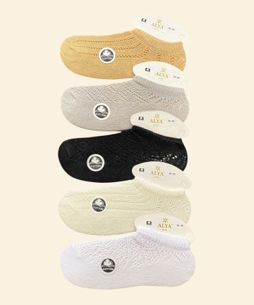 Fileli Kadın Görünmez Sneaker Patik Çorap (6'lı)