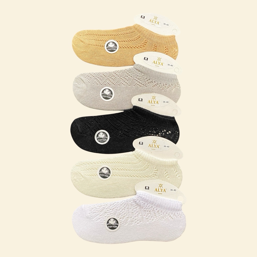 Fileli Kadın Görünmez Sneaker Patik Çorap (6'lı)