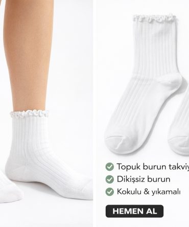 Fırfırlı Marul Çorap 6 çift beyaz